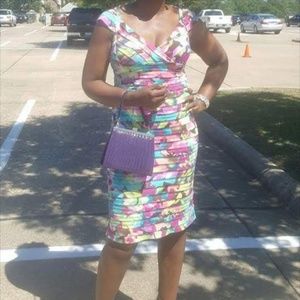 Beautiful multicolored tiered midi sleevelss dress